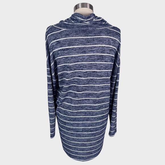 Banana Republic Factory Luxespun Medium Striped Cowl Neck Shirt Blue - Picture 6 of 7